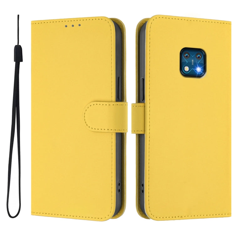 For Nokia XR20 Skin Feel Solid Color Leather Phone Case with Lanyard