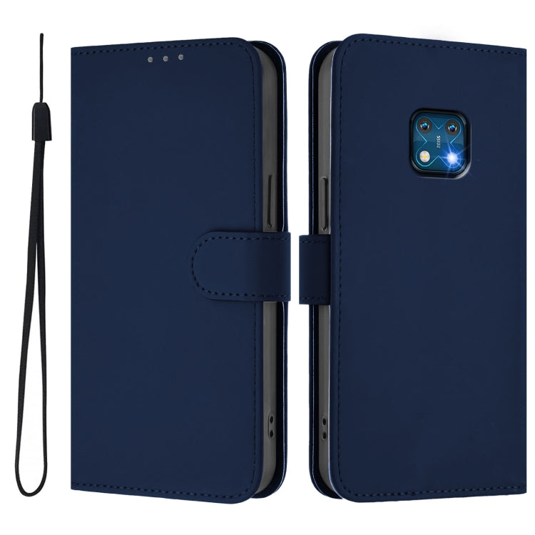 For Nokia XR20 Skin Feel Solid Color Leather Phone Case with Lanyard