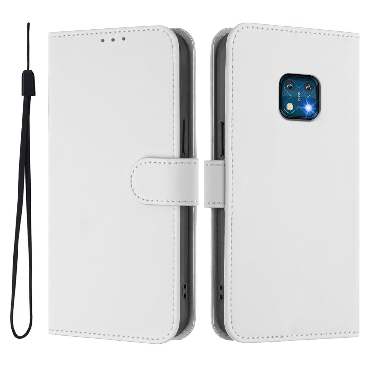 For Nokia XR20 Skin Feel Solid Color Leather Phone Case with Lanyard