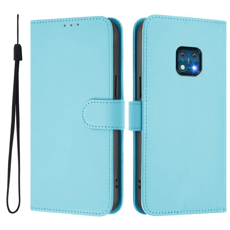 For Nokia XR20 Skin Feel Solid Color Leather Phone Case with Lanyard