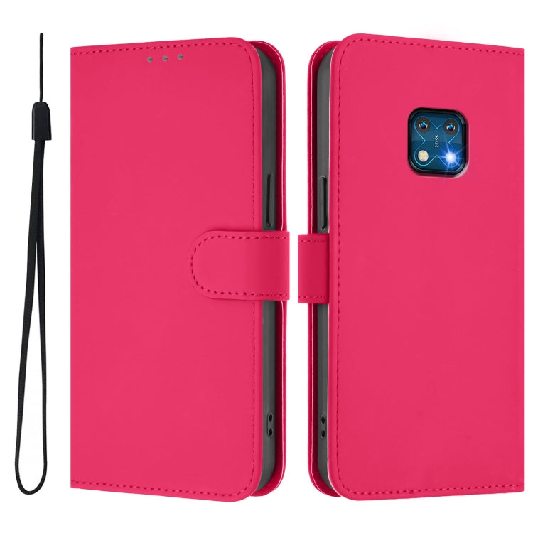 For Nokia XR20 Skin Feel Solid Color Leather Phone Case with Lanyard