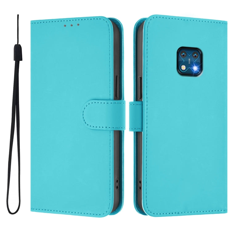 For Nokia XR20 Skin Feel Solid Color Leather Phone Case with Lanyard
