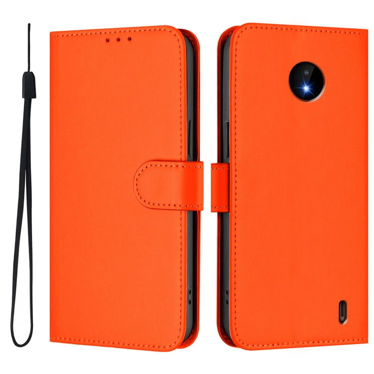 For Nokia C10 / C20 Skin Feel Solid Color Leather Phone Case with Lanyard