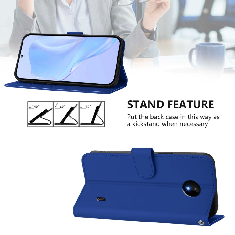 For Nokia C10 / C20 Skin Feel Solid Color Leather Phone Case with Lanyard