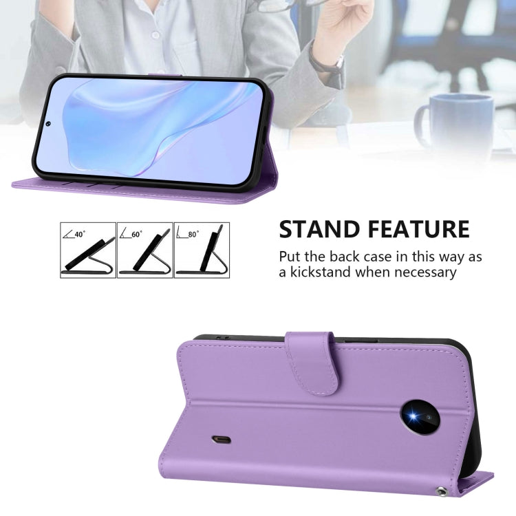 For Nokia C10 / C20 Skin Feel Solid Color Leather Phone Case with Lanyard