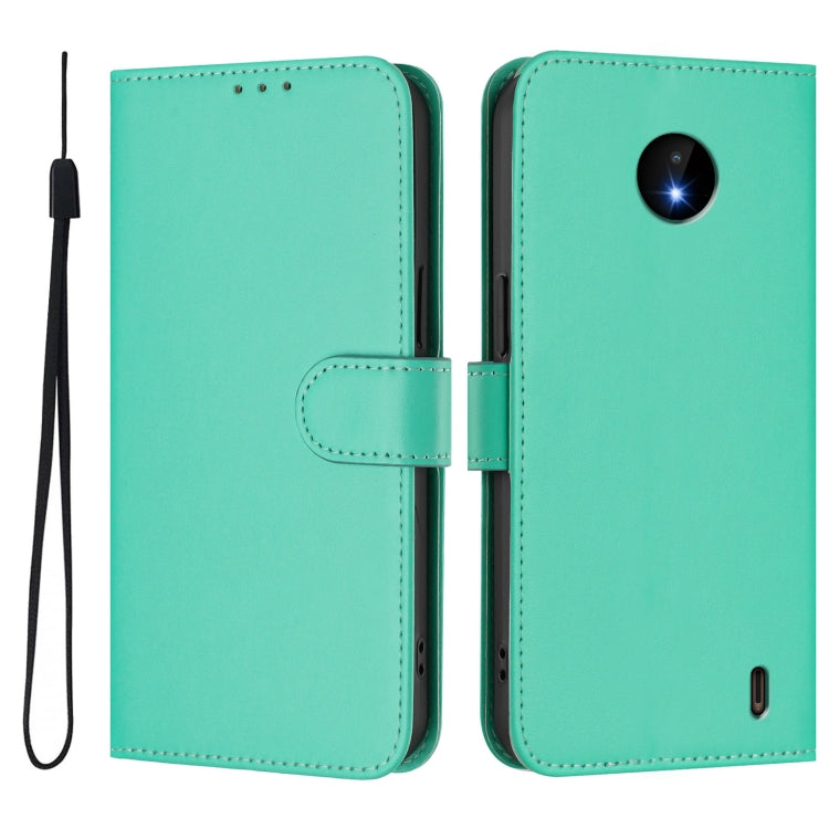 For Nokia C10 / C20 Skin Feel Solid Color Leather Phone Case with Lanyard