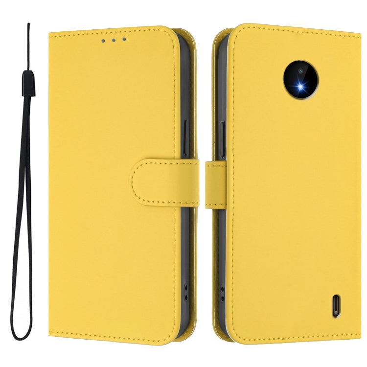 For Nokia C10 / C20 Skin Feel Solid Color Leather Phone Case with Lanyard