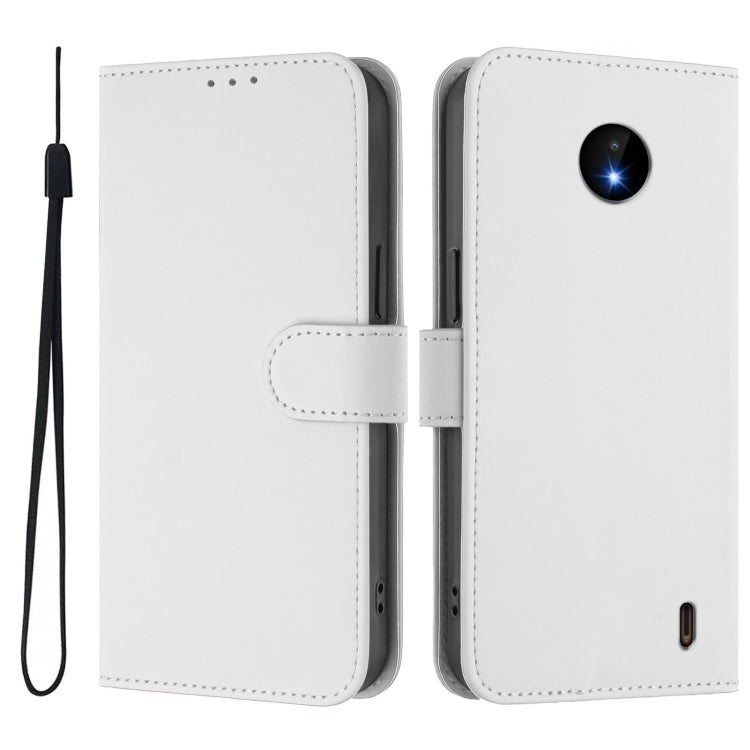 For Nokia C10 / C20 Skin Feel Solid Color Leather Phone Case with Lanyard