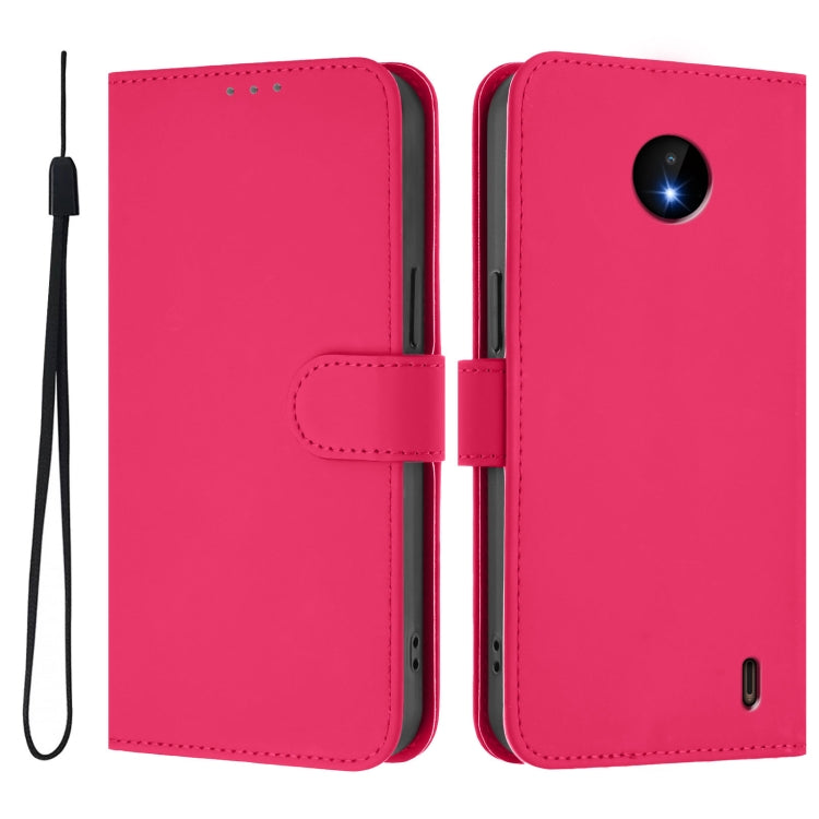 For Nokia C10 / C20 Skin Feel Solid Color Leather Phone Case with Lanyard