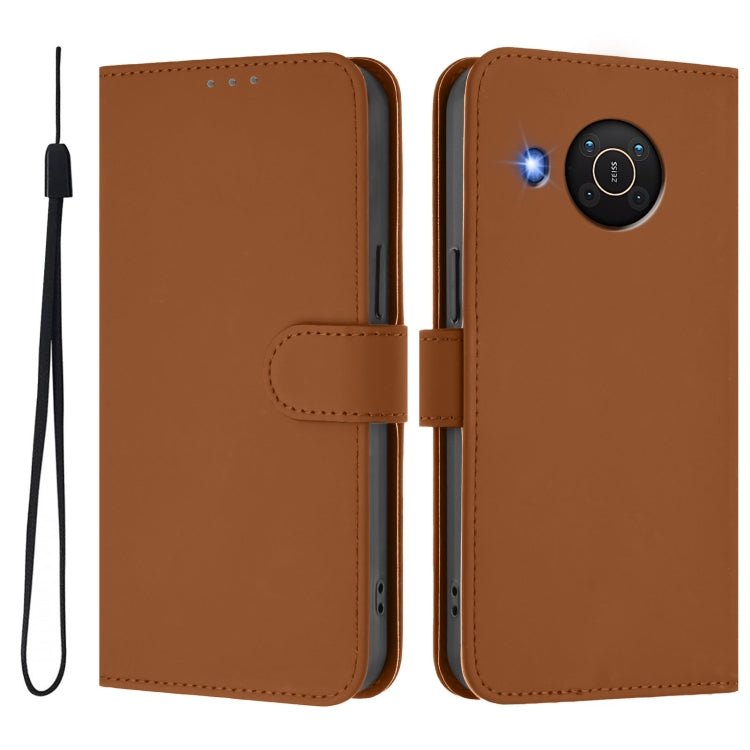 For Nokia X20 / X10 Skin Feel Solid Color Leather Phone Case with Lanyard