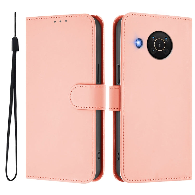For Nokia X20 / X10 Skin Feel Solid Color Leather Phone Case with Lanyard