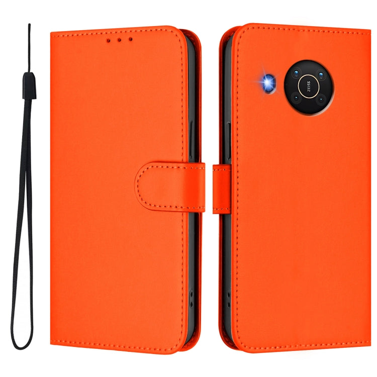 For Nokia X20 / X10 Skin Feel Solid Color Leather Phone Case with Lanyard