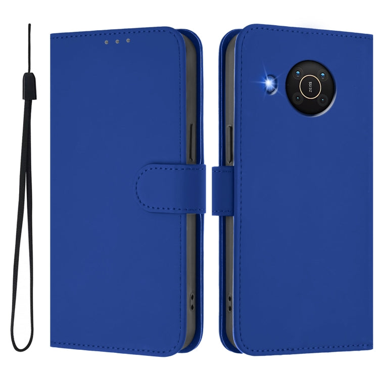 For Nokia X20 / X10 Skin Feel Solid Color Leather Phone Case with Lanyard