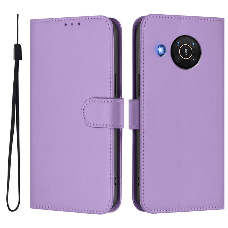 For Nokia X20 / X10 Skin Feel Solid Color Leather Phone Case with Lanyard