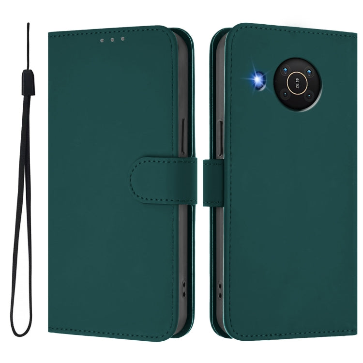 For Nokia X20 / X10 Skin Feel Solid Color Leather Phone Case with Lanyard