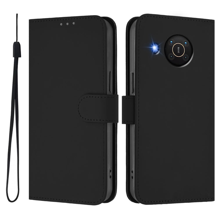 For Nokia X20 / X10 Skin Feel Solid Color Leather Phone Case with Lanyard
