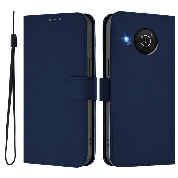 For Nokia X20 / X10 Skin Feel Solid Color Leather Phone Case with Lanyard