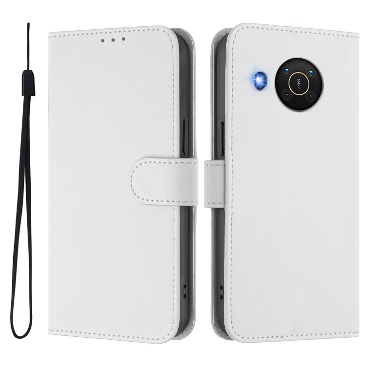 For Nokia X20 / X10 Skin Feel Solid Color Leather Phone Case with Lanyard