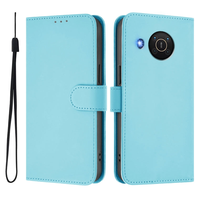 For Nokia X20 / X10 Skin Feel Solid Color Leather Phone Case with Lanyard