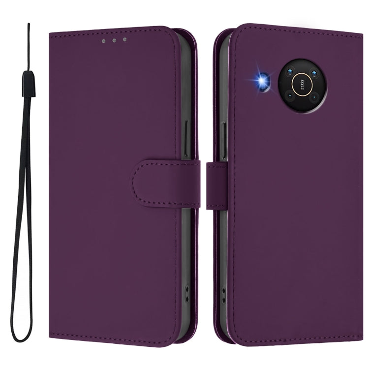 For Nokia X20 / X10 Skin Feel Solid Color Leather Phone Case with Lanyard