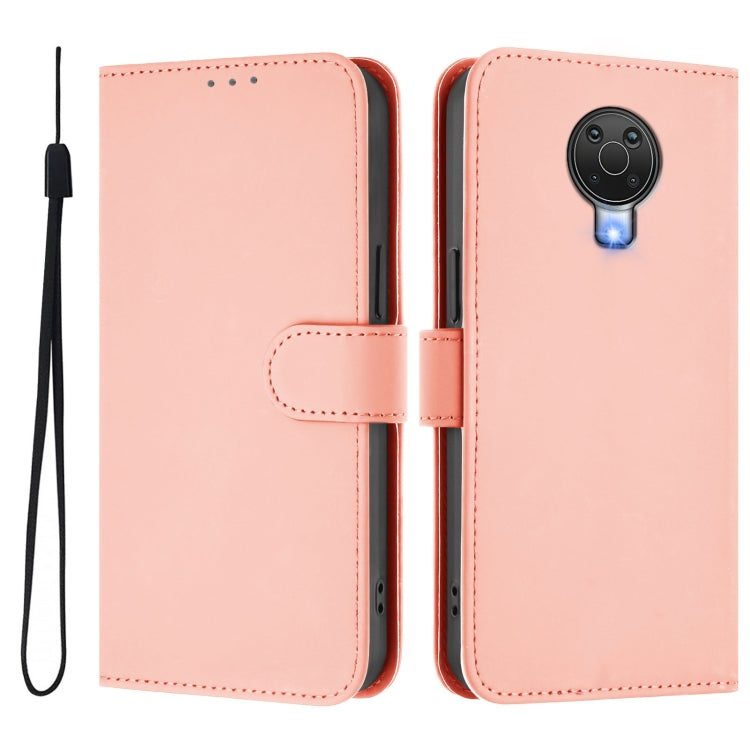 For Nokia 6.3 / G20 / G10 Skin Feel Solid Color Leather Phone Case with Lanyard