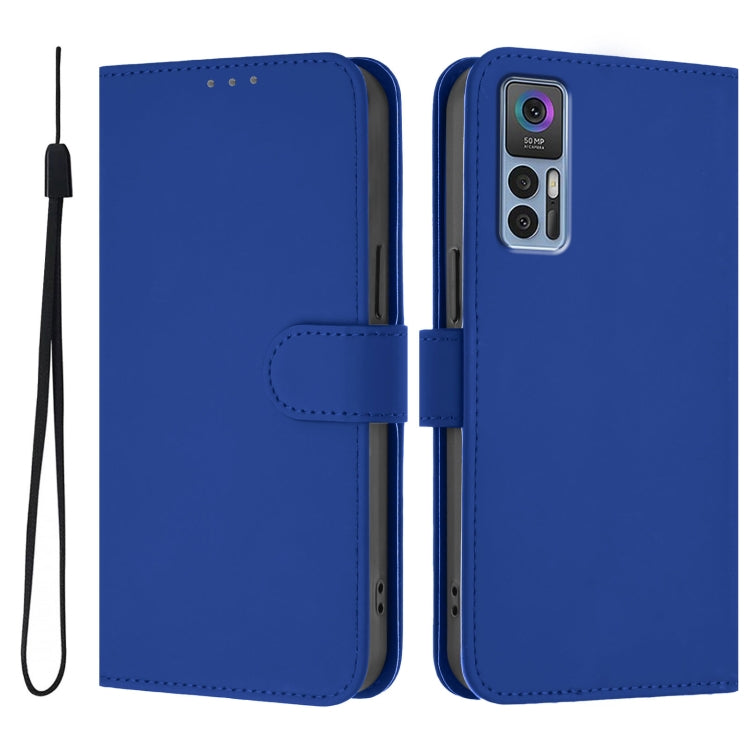 For TCL 30 4G / 30 5G / 30+ Skin Feel Solid Color Leather Phone Case with Lanyard