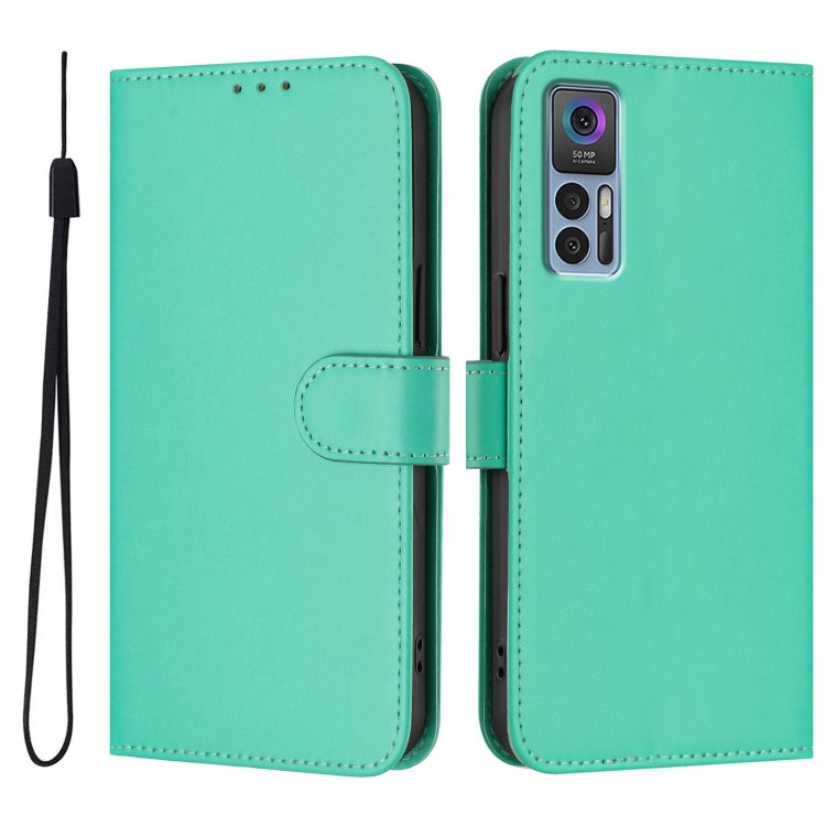 For TCL 30 4G / 30 5G / 30+ Skin Feel Solid Color Leather Phone Case with Lanyard