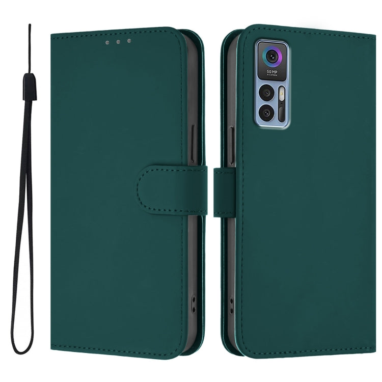For TCL 30 4G / 30 5G / 30+ Skin Feel Solid Color Leather Phone Case with Lanyard
