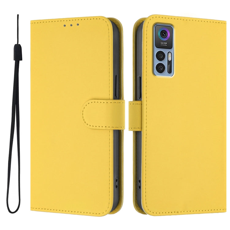 For TCL 30 4G / 30 5G / 30+ Skin Feel Solid Color Leather Phone Case with Lanyard