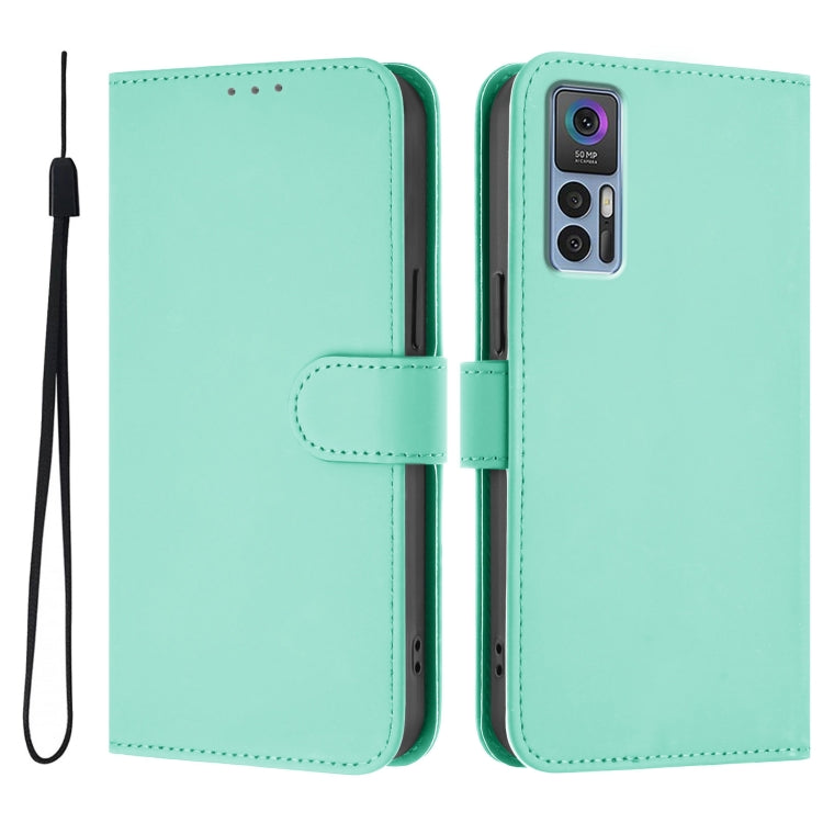 For TCL 30 4G / 30 5G / 30+ Skin Feel Solid Color Leather Phone Case with Lanyard