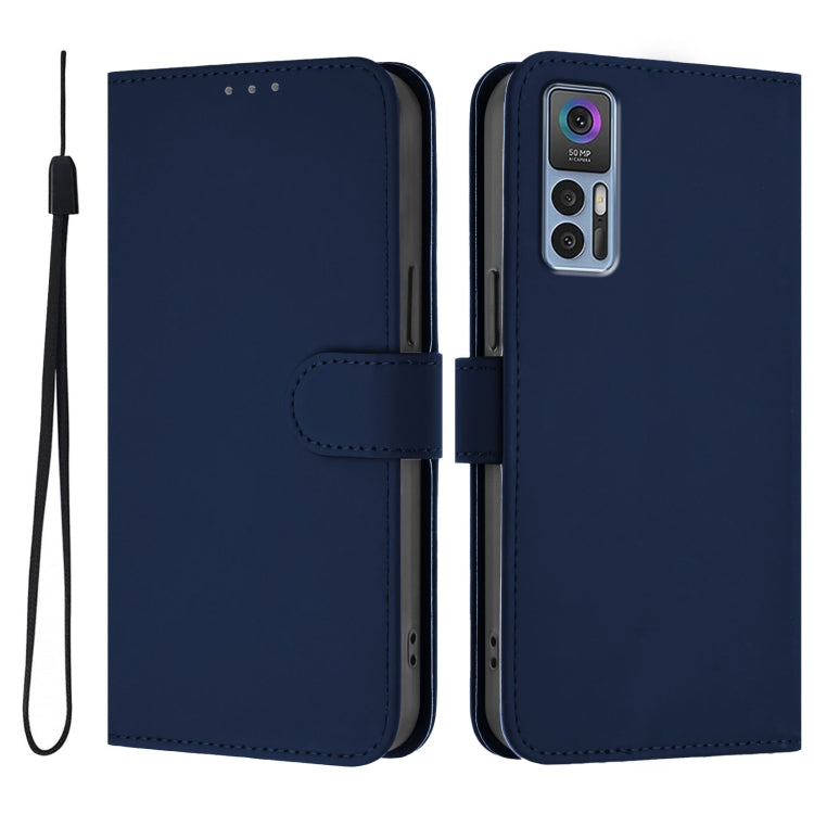 For TCL 30 4G / 30 5G / 30+ Skin Feel Solid Color Leather Phone Case with Lanyard