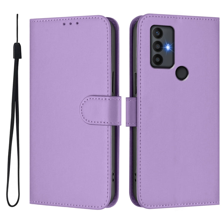 For TCL 30 SE Skin Feel Solid Color Leather Phone Case with Lanyard