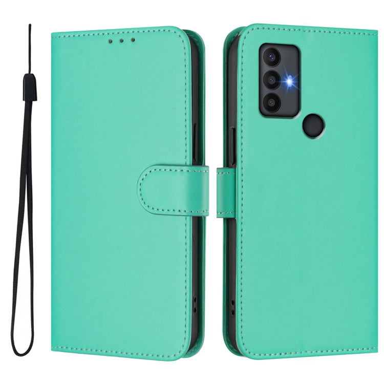 For TCL 30 SE Skin Feel Solid Color Leather Phone Case with Lanyard