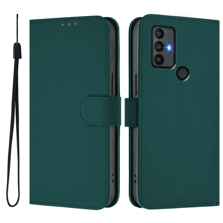 For TCL 30 SE Skin Feel Solid Color Leather Phone Case with Lanyard