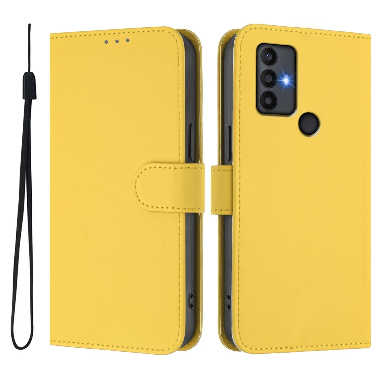 For TCL 30 SE Skin Feel Solid Color Leather Phone Case with Lanyard
