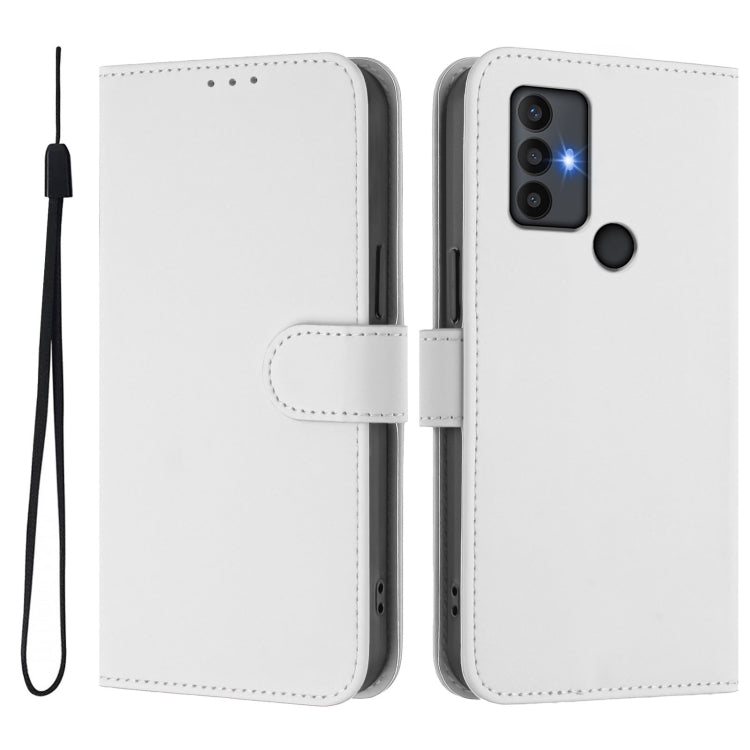 For TCL 30 SE Skin Feel Solid Color Leather Phone Case with Lanyard