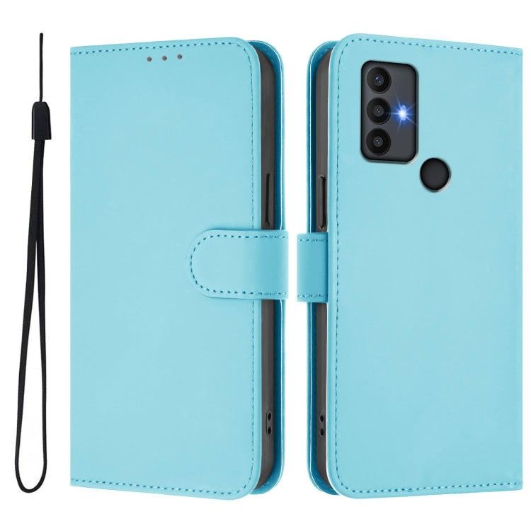 For TCL 30 SE Skin Feel Solid Color Leather Phone Case with Lanyard