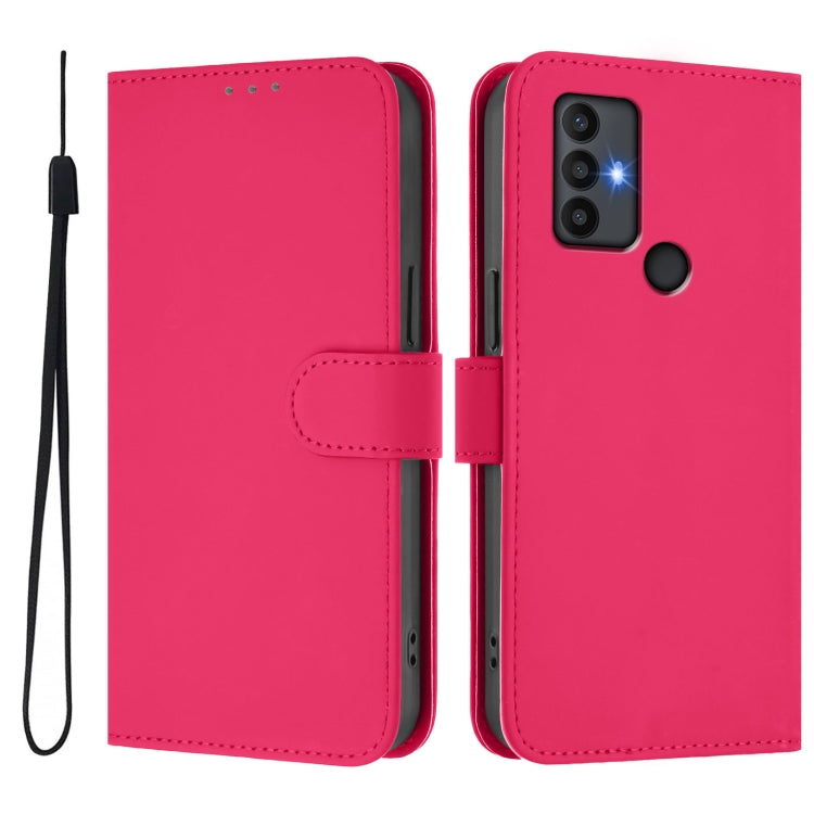 For TCL 30 SE Skin Feel Solid Color Leather Phone Case with Lanyard