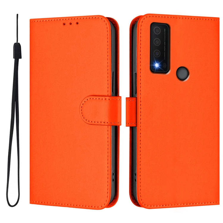 For TCL 30 XE 5G Skin Feel Solid Color Leather Phone Case with Lanyard