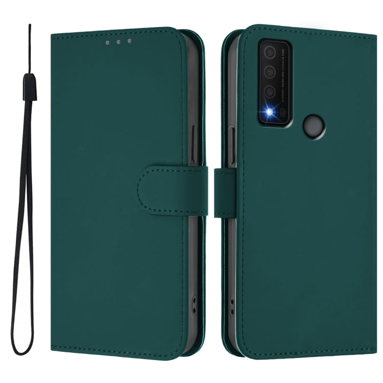 For TCL 30 XE 5G Skin Feel Solid Color Leather Phone Case with Lanyard