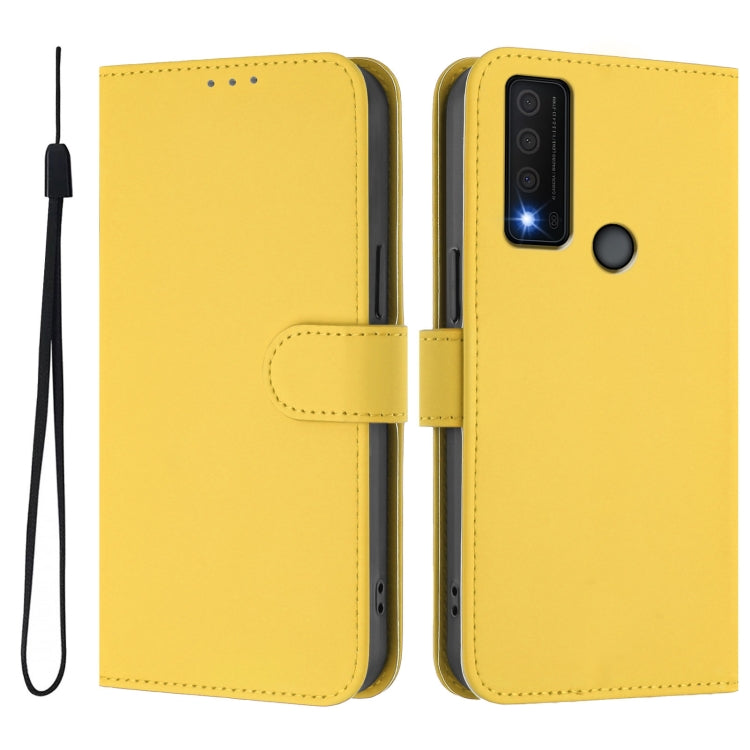 For TCL 30 XE 5G Skin Feel Solid Color Leather Phone Case with Lanyard