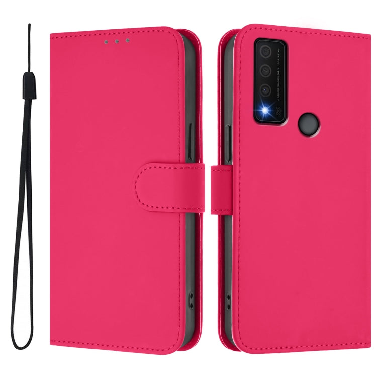 For TCL 30 XE 5G Skin Feel Solid Color Leather Phone Case with Lanyard