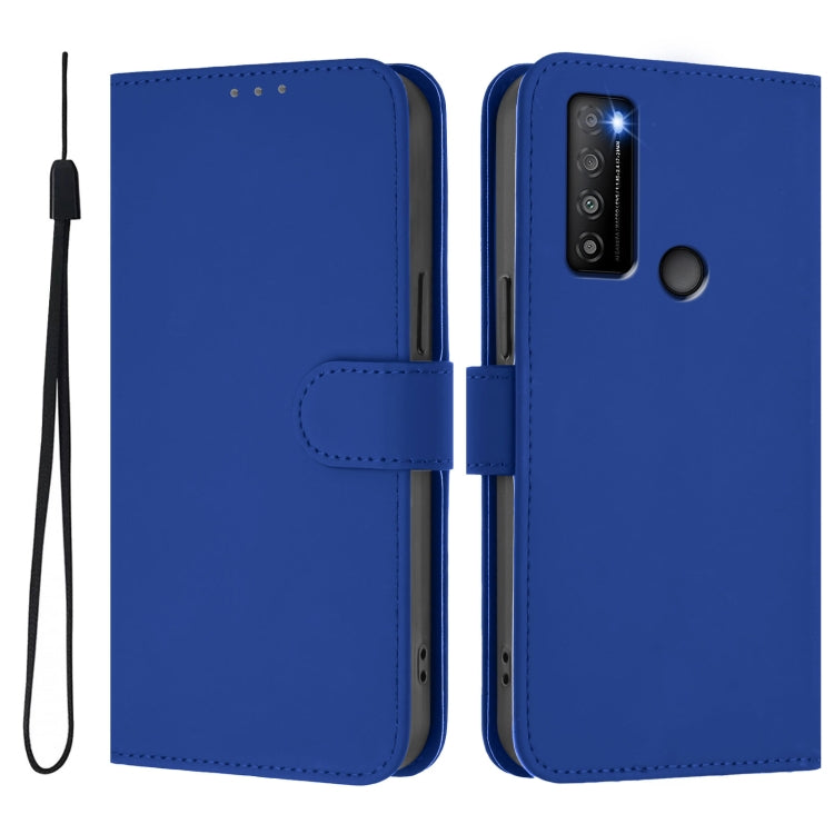 For TCL 30XL 2022 Skin Feel Solid Color Leather Phone Case with Lanyard