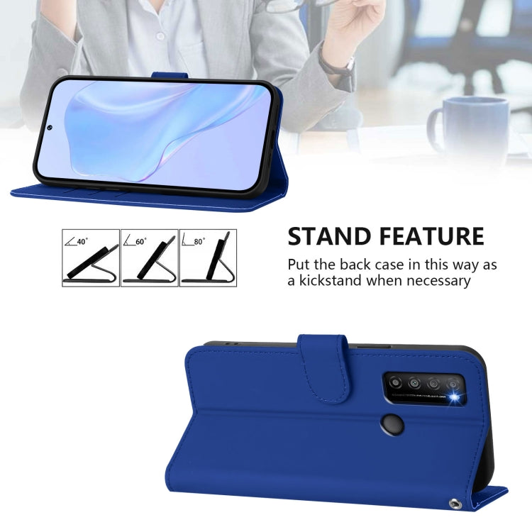 For TCL 30XL 2022 Skin Feel Solid Color Leather Phone Case with Lanyard