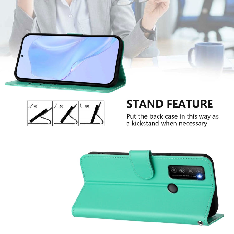 For TCL 30XL 2022 Skin Feel Solid Color Leather Phone Case with Lanyard