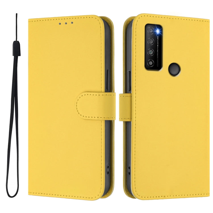 For TCL 30XL 2022 Skin Feel Solid Color Leather Phone Case with Lanyard