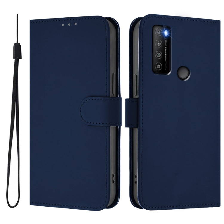 For TCL 30XL 2022 Skin Feel Solid Color Leather Phone Case with Lanyard
