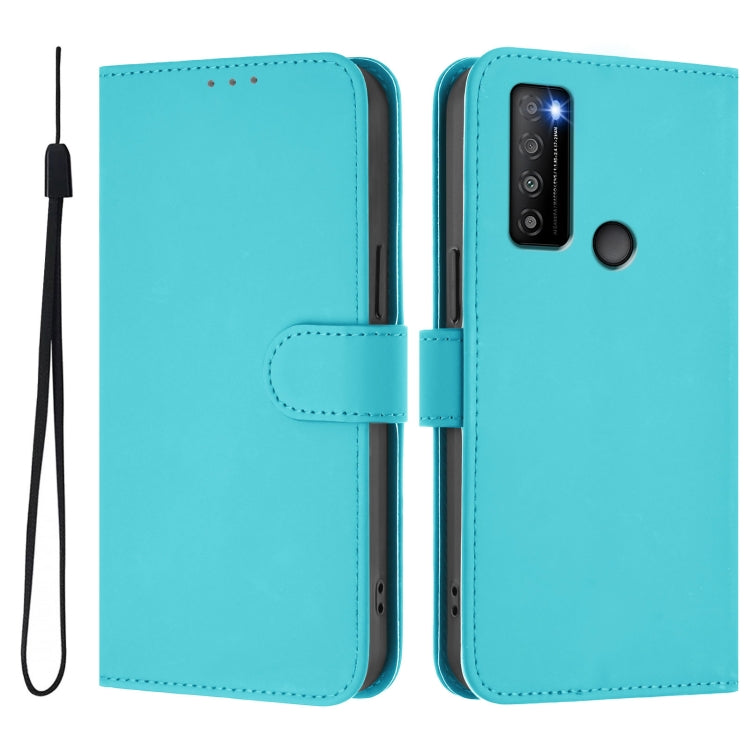 For TCL 30XL 2022 Skin Feel Solid Color Leather Phone Case with Lanyard