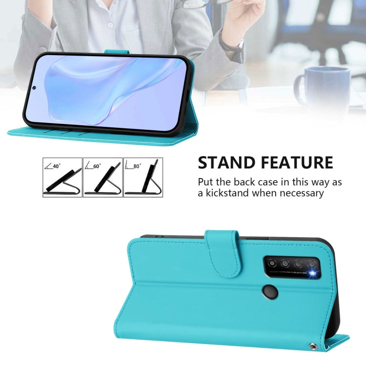 For TCL 30XL 2022 Skin Feel Solid Color Leather Phone Case with Lanyard