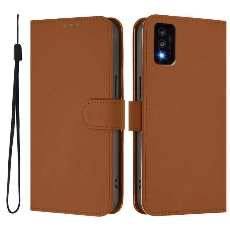 For TCL 30T Skin Feel Solid Color Leather Phone Case with Lanyard